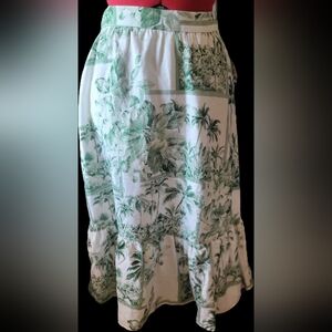 Rachel Zoe Green and White Tropical Print Skirt